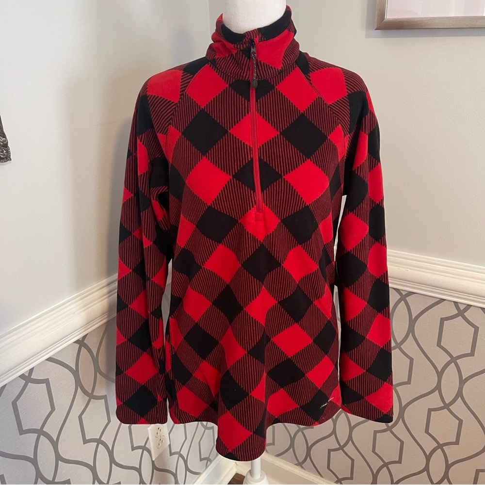 NWT Eddie Bauer Buffalo Plaid Woman’s Fleece Pullover - size M